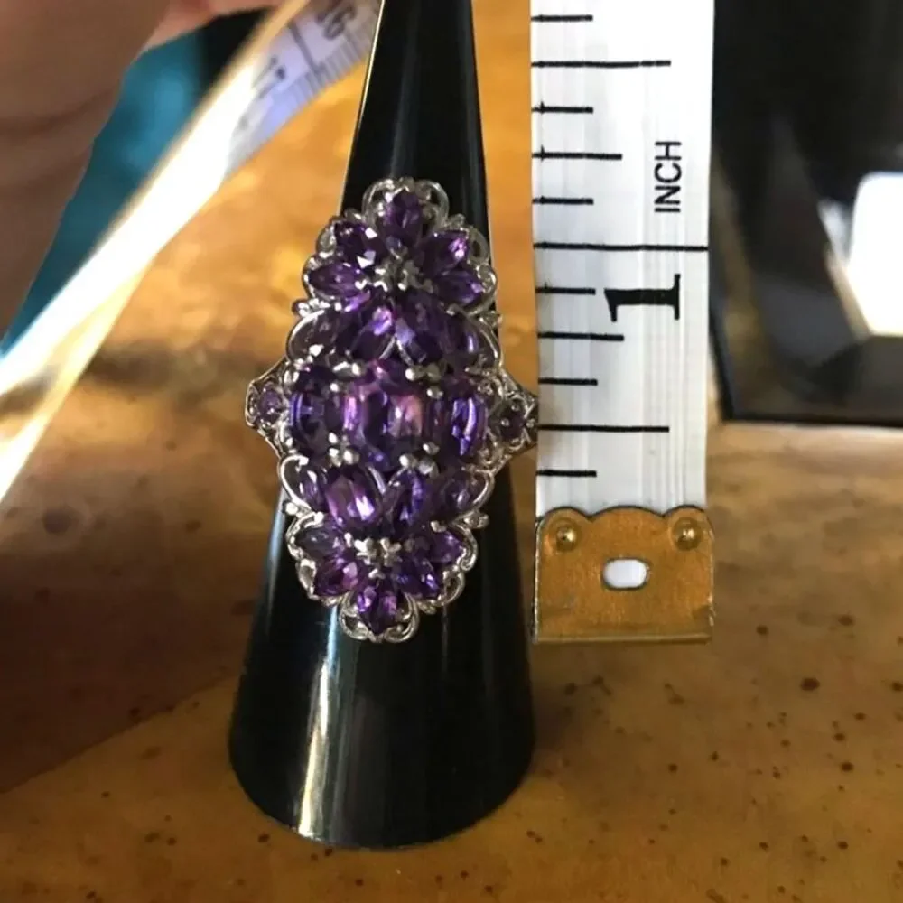 Natural African Amethyst Sterling Silver Ring Size 6